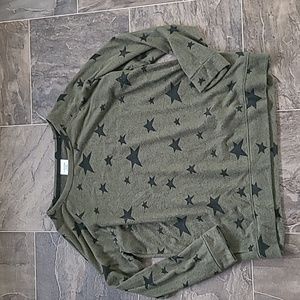 **2 for $20** Lavon - Green Sweater with Black Stars